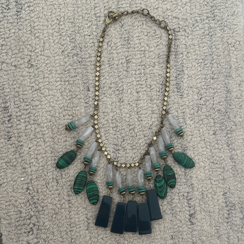 Anthropologie Green and Gold Statement Necklace